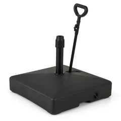 Mobile Patio Umbrella Base Water Sand Fillable Market Table Umbrella Stand with 3 Wheels-Black
