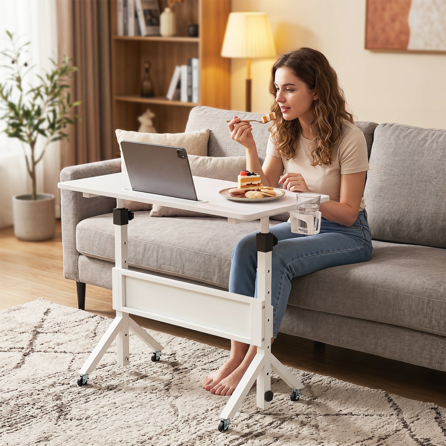 Mobile Standing Desk with Adjustable Height and Wheels