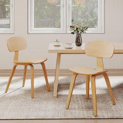 Modern Dining Chair Set of 4 with Wide Seat-Natural