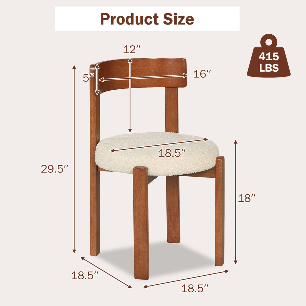 Modern Dining Chairs Set of 2 with Solid Rubber Wood Legs