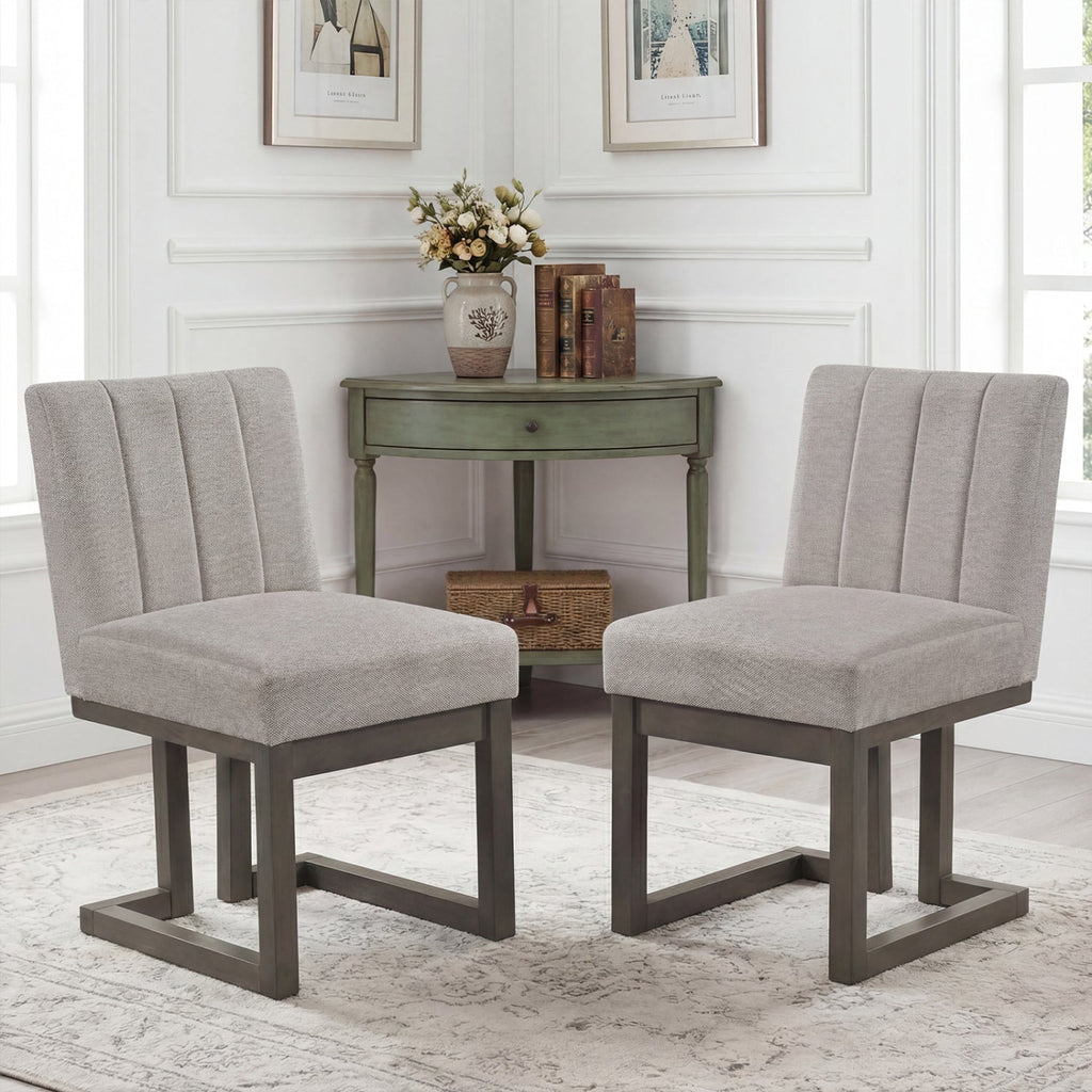 Modern Farmhouse Fabric Dining Chairs Set of 2 with 5.5" Thickened Padded Seat