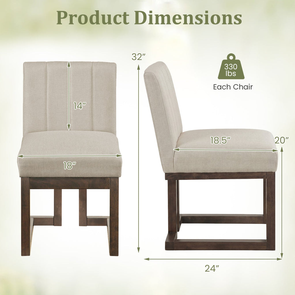 Modern Farmhouse Fabric Dining Chairs Set of 2 with 5.5" Thickened Padded Seat