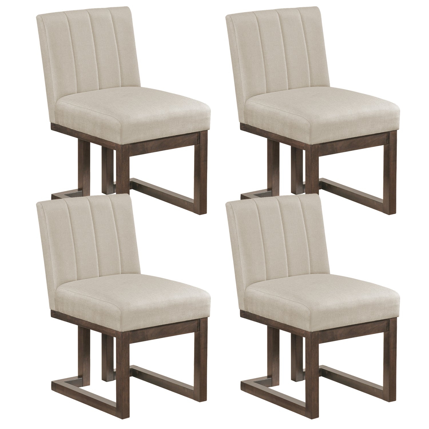 Modern Farmhouse Fabric Dining Chairs Set of 4 with 5.5" Thickened Padded Seat