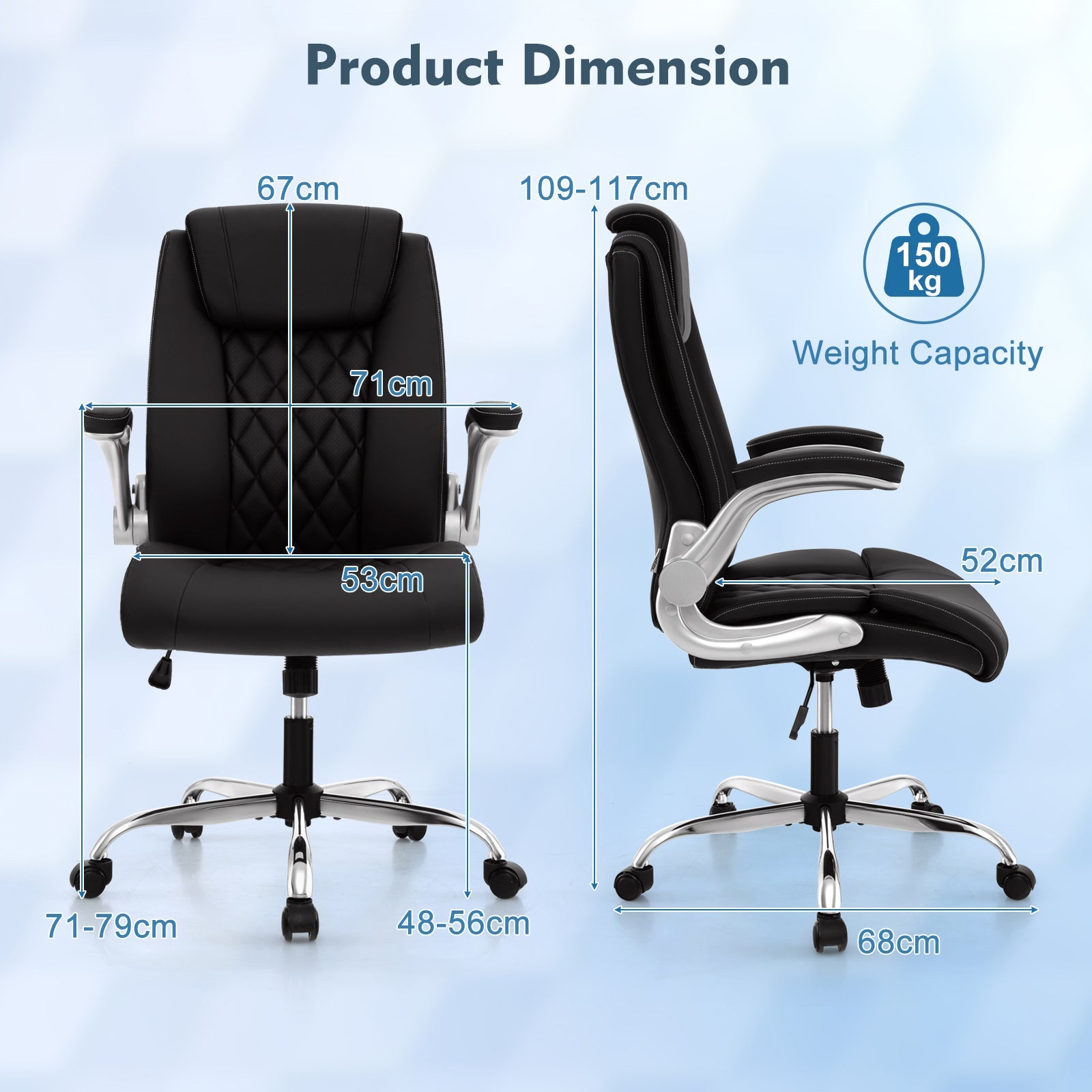 Executive Office Chair with Adjustable Headrest and Rocking