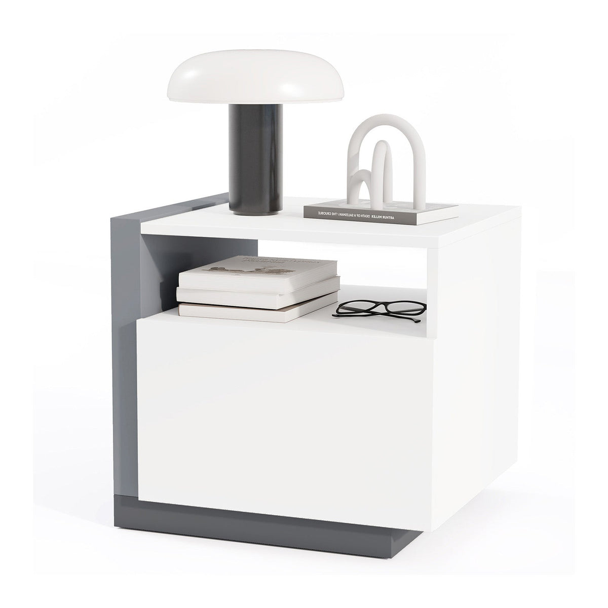 Modern Minimalist Nightstand with Drawer for Bedroom