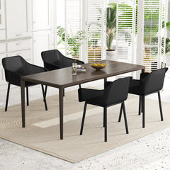Modern Plastic Dining Chairs Set of 4 Kitchen Armchairs with Breathable Mesh Backrest-Black