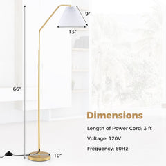 Modern Standing Lamp with Adjustable Lamp Head and Pleated Lampshade