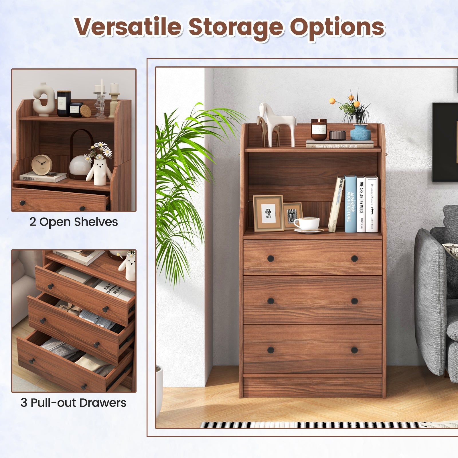 Storage Dresser with Anti-Toppling Device, 44" Tall
