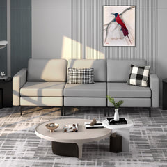 3-Seat Sectional Sofa Couch with Armrest Magazine Pocket and Metal Leg