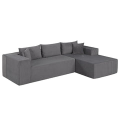 Modular Sectional Sofa Corduroy Upholstered L-shaped Sofa Couch with Deep Seats