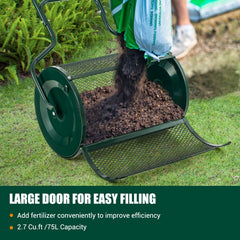 24 Inches Peat Moss Spreader with Upgrade Side Latches and U-shape Handle-Green