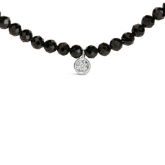 Sterling Silver Diamond Accent Black Spinel Bead Station Necklace