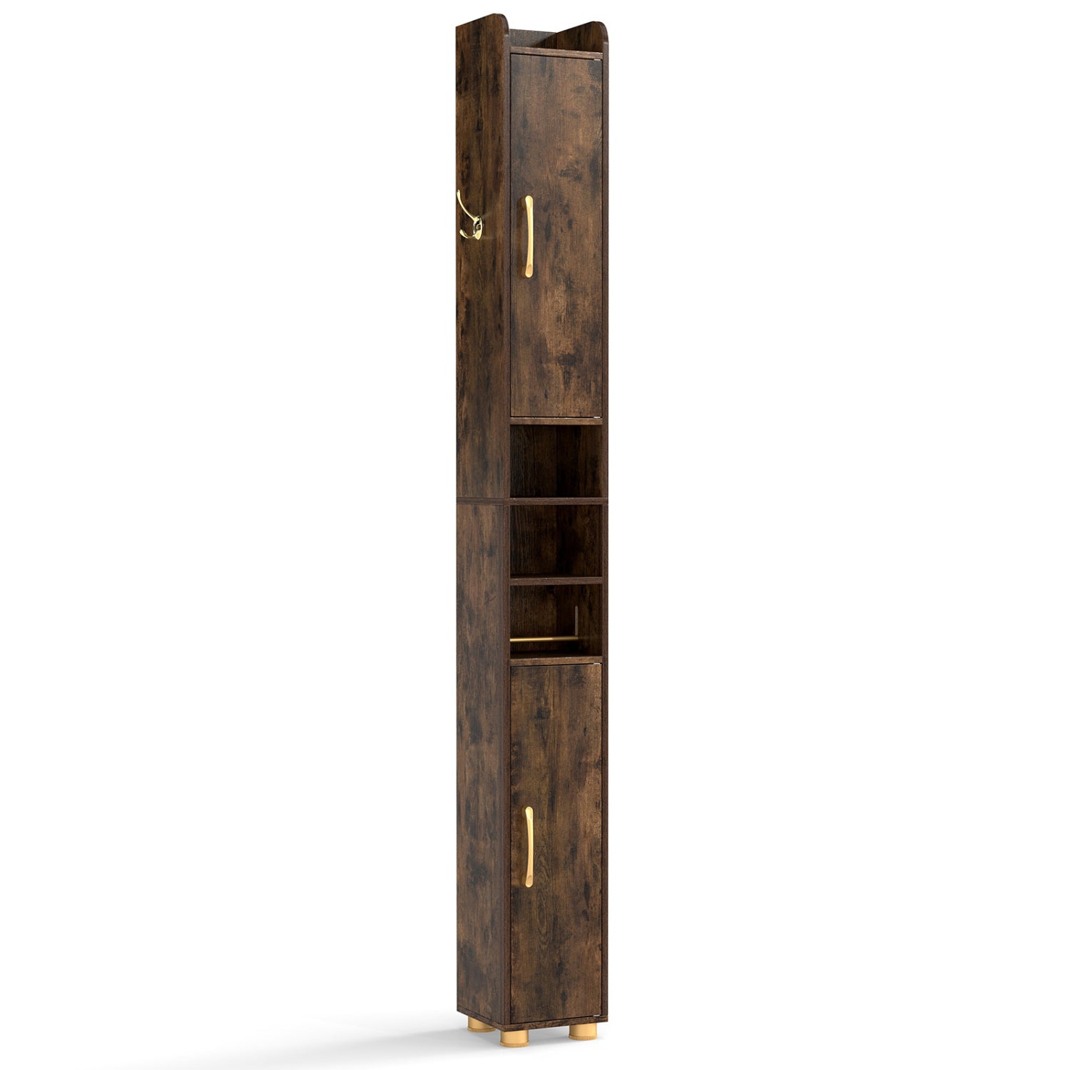 Narrow Bathroom Storage Cabinet with Shelves & Paper Holder