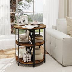 Narrow Side Table with Study Metal Frame and Storage Shelves
