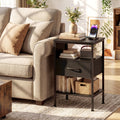 Nightstand with Charging Station and Fabric Drawer 24.5"