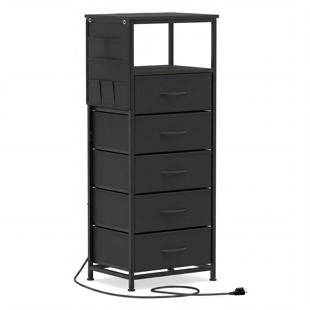 Nightstand with Integrated Charging Station 39 Inches Modern Bedside Table