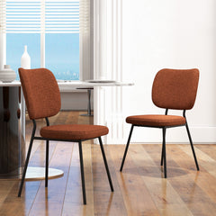 Set of 2 Modern Armless Dining Chairs with Linen Fabric