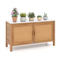 Outdoor Acacia Wood Storage Cabinet Outside Tool Cabinet with Fax Marble Top