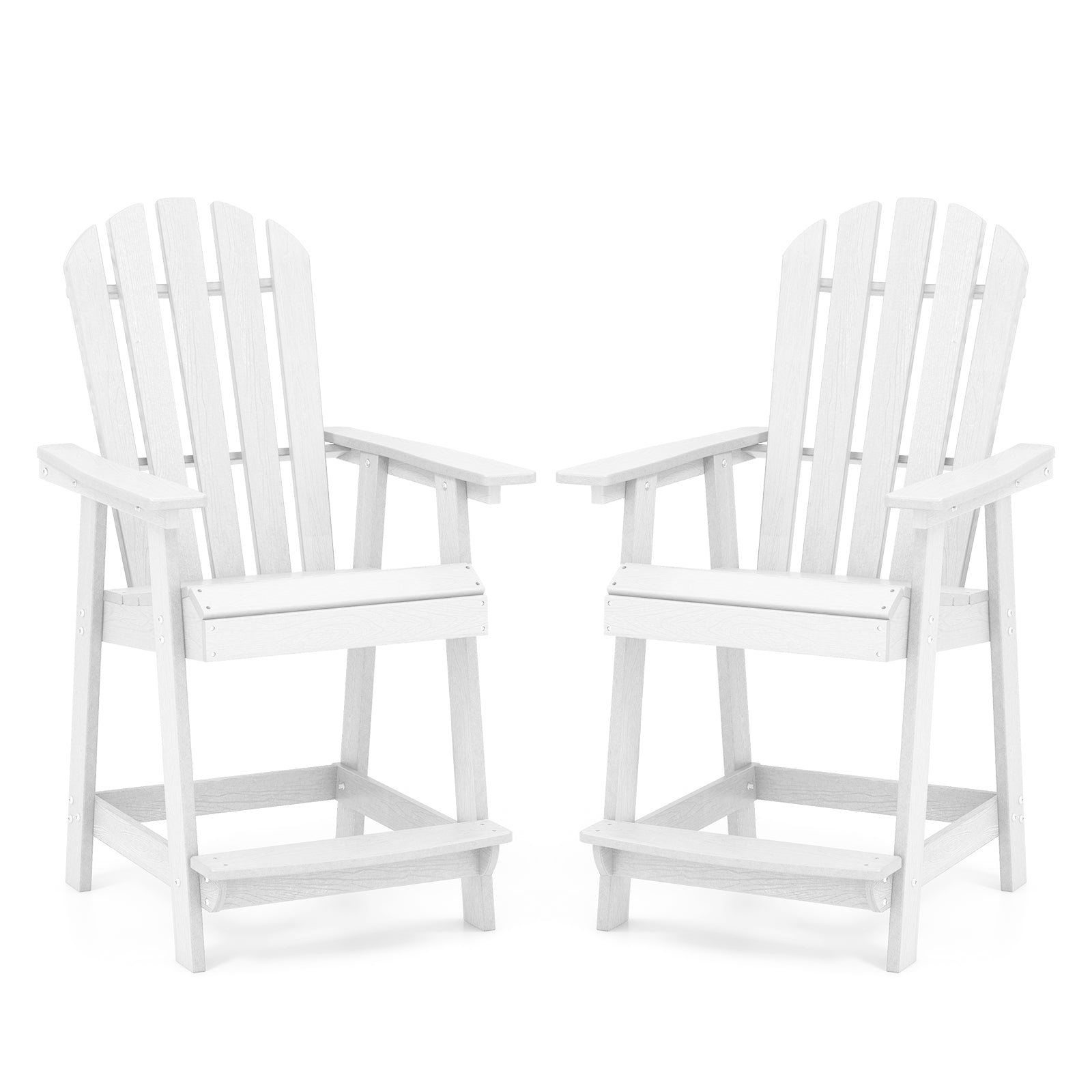 HDPE Patio Chair with Armrest and Footrest for Indoor Outdoor-White