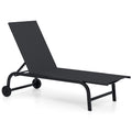 Outdoor Chaise Lounge Chair with Wheels and Metal Frame