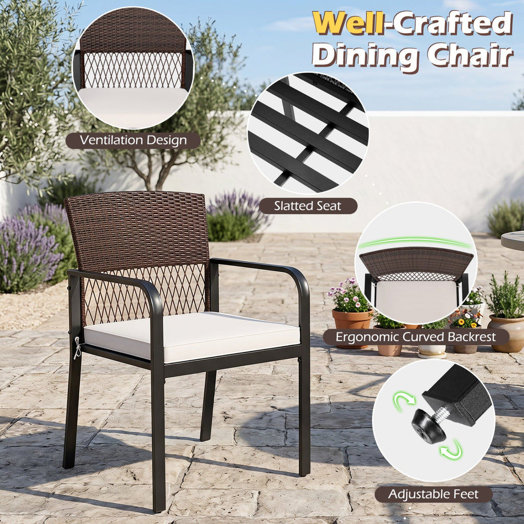 Patio Dining Chairs Set of 4 with Padded Cushions