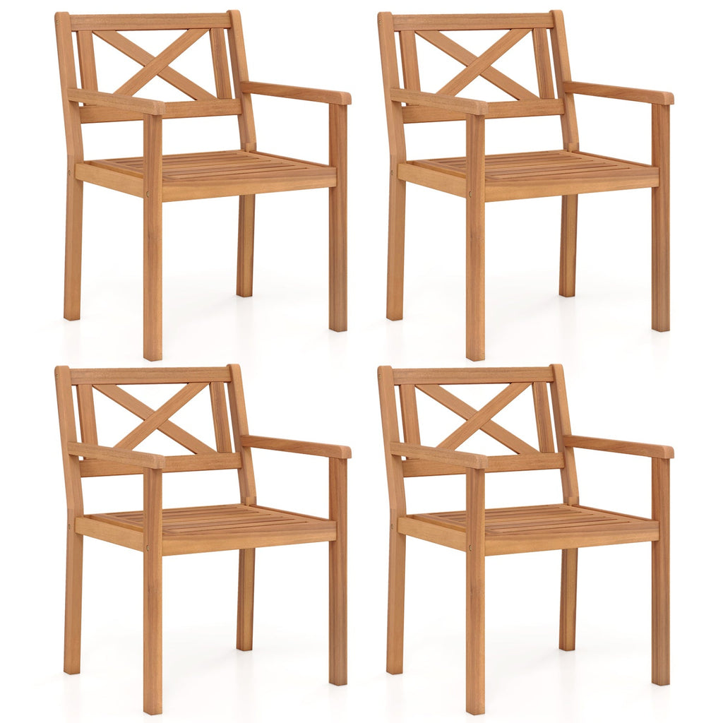 Outdoor Garden Acacia Wood Patio Dining Chairs for Porch