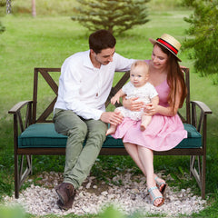 Outdoor Garden Bench with Sponge-Padded Cushion-Brown