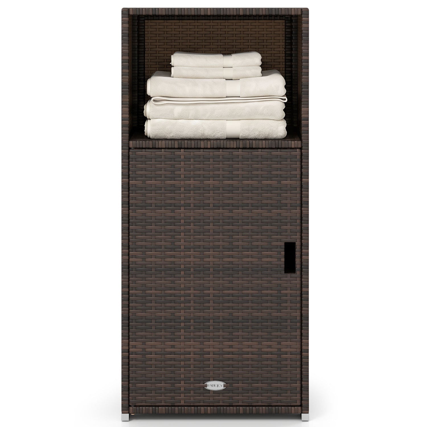 PE Wicker Storage Cabinet with Door and Open Shelf