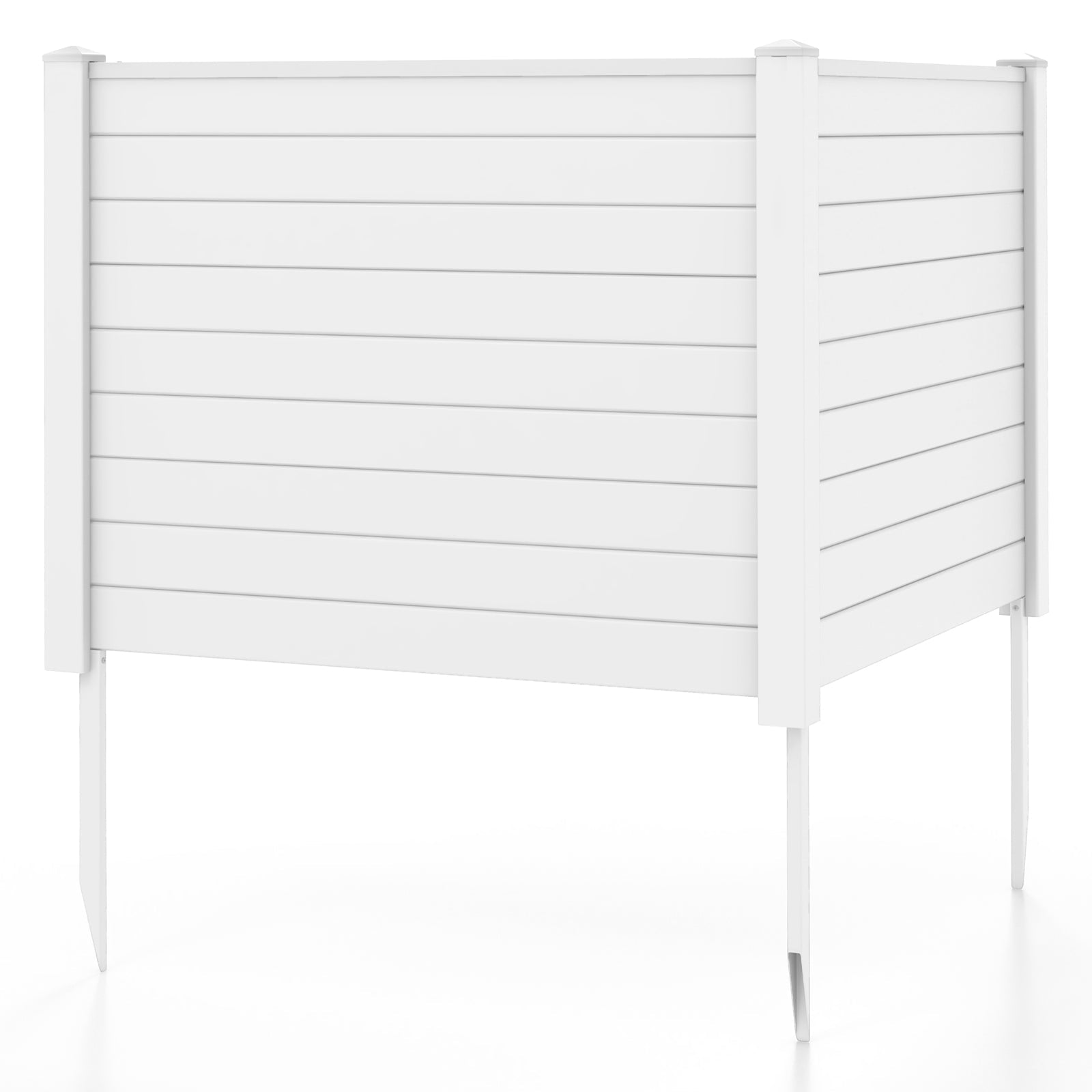 Outdoor PVC Air Conditioner Fence with 20 Inch Long Stakes-White