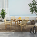 Set of 4 Outdoor Patio Chair with Slatted Seat and Curved Seat