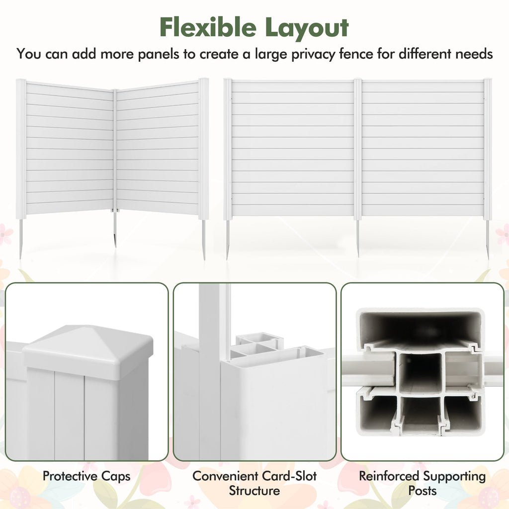 Freestanding 48 x 48 Inch Air Conditioner Fence with Metal Ground Stakes-White