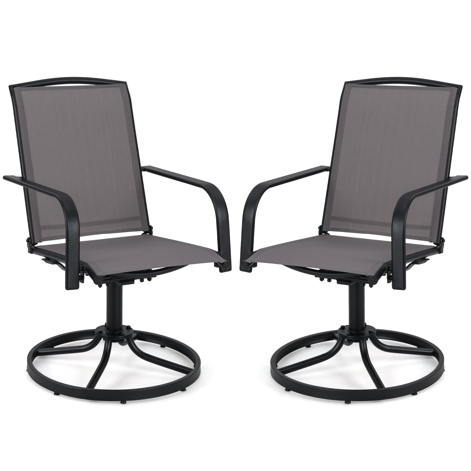 Outdoor Swivel Chairs Set of 2 with High Back and Breathable Seat-Gray