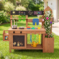 Outdoor Wooden Mud Kitchen with Planter Box and Sink