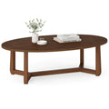 Oval Coffee Table 46 Inches Wooden Accent Table with Thickened Top