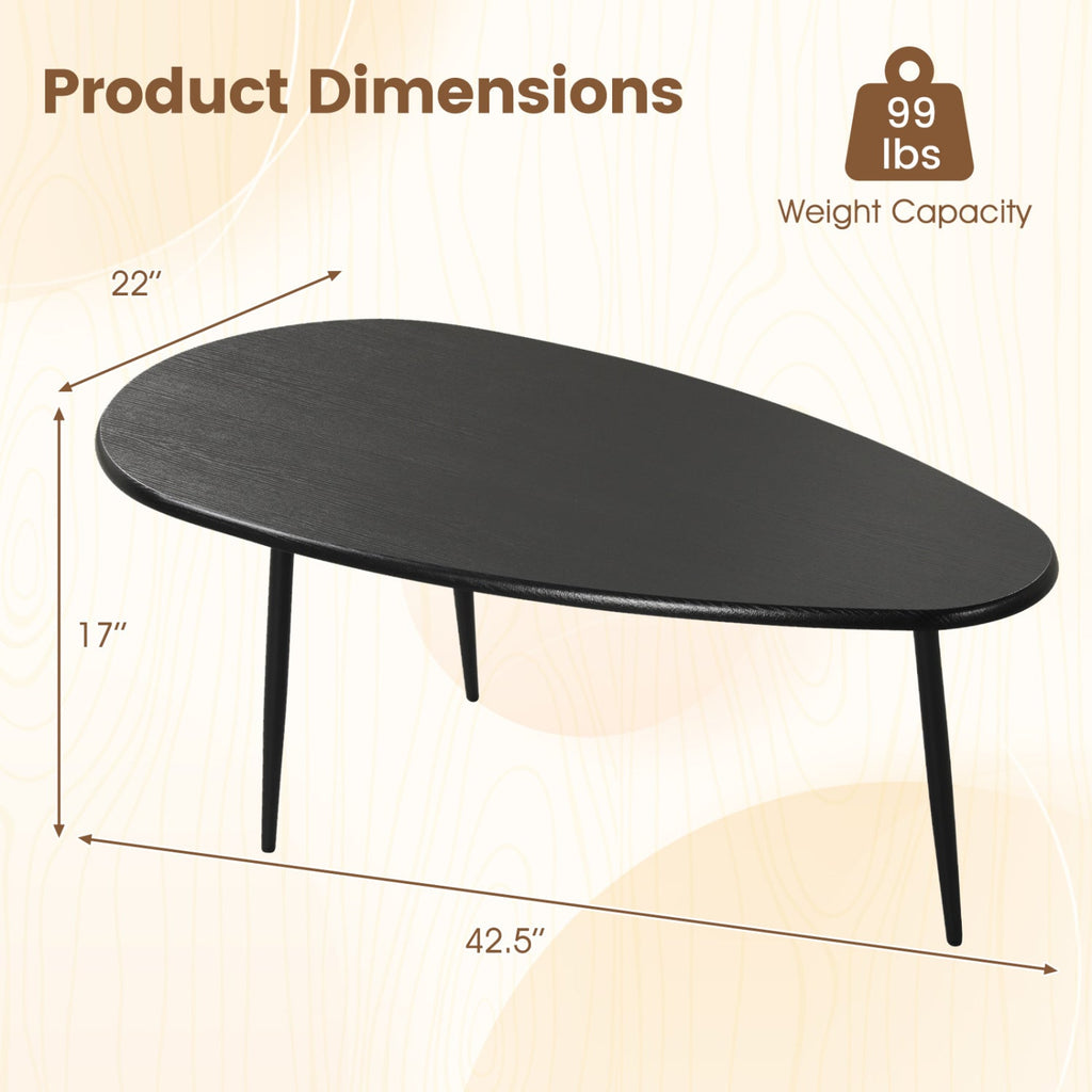 Oval Coffee Table Mid Century Center Table with Sturdy Metal Construction