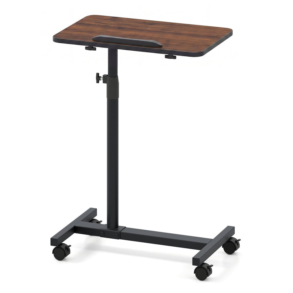 Adjustable Overbed Table with Rolling Wheels - Walnut