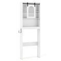 Over Toilet Storage Cabinet with Sliding Barn Door and Open Shelves for Bathroom