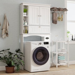 Over the Toilet Storage Cabinet with Adjustable Shelf and Bottom Bar-White