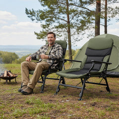 Oversized Foldable Fishing Chair for Adults with Armrest-Green