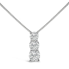 14K White Gold 1/2 Cttw Lab Grown Diamond Three Stone Pendant Necklace