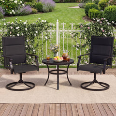 Padded Patio Swivel Chairs Set of 2 Ergonomic Outdoor Dining Chairs with Breathable Fabric