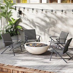 Patio Chairs Set of 2 Lawn Chairs with Heavy Duty Metal Frame-Grey