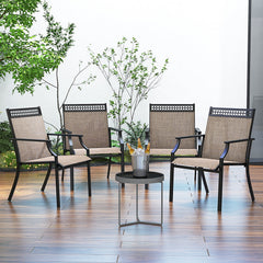 Patio Chairs Set of 2 with All Weather Breathable Fabric-Brown