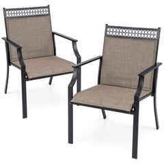 Patio Chairs Set of 2 with All Weather Breathable Fabric-Brown