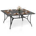 Patio Dining Table for 8 with Umbrella Hole for Porch Lawn