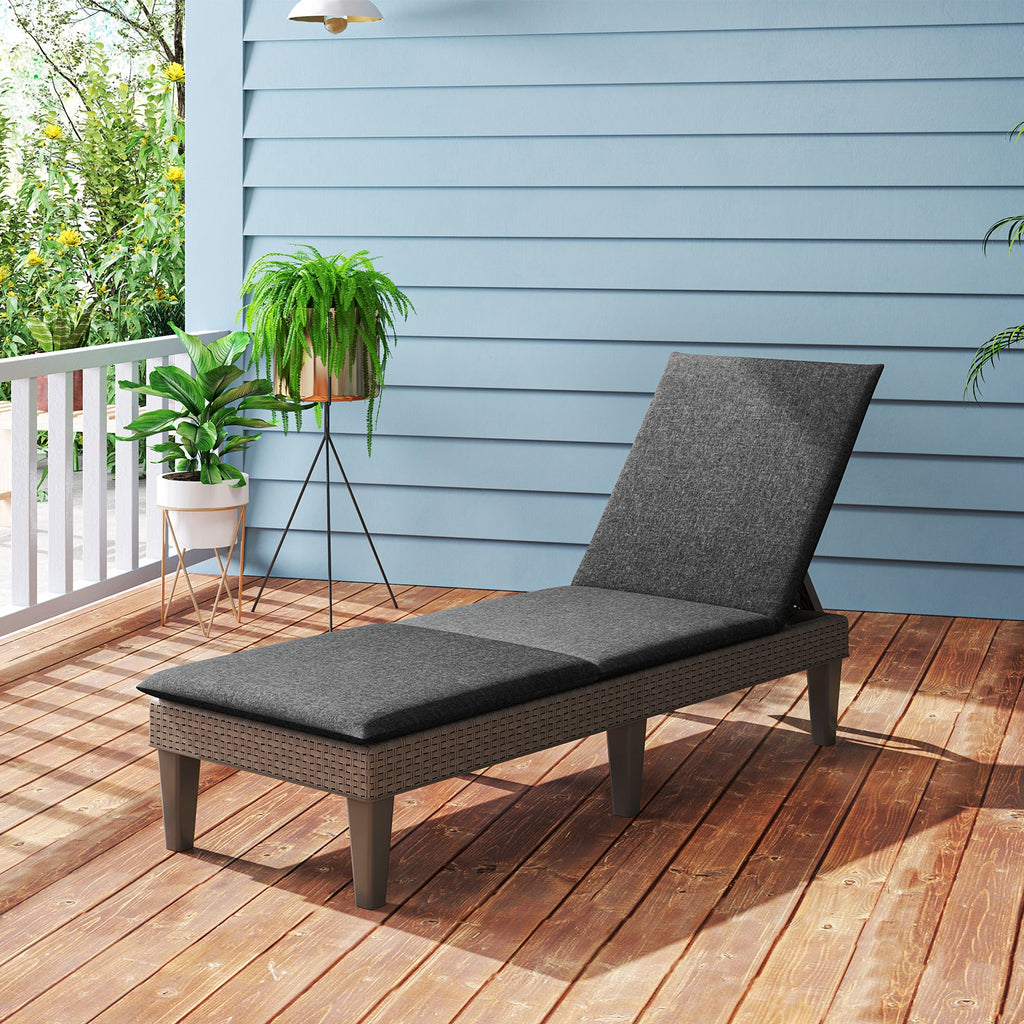 Patio Lounge Outdoor Recliner Chair with Cushion 3-Position Adjustable Backrest-Gray