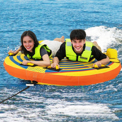 1 or 2 Person Inflatable Towable Tube for Boating with Quick Connector