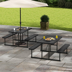 Picnic Table Bench Set for 2-4 People Outdoor Rectangular Camping Dining Table-Black
