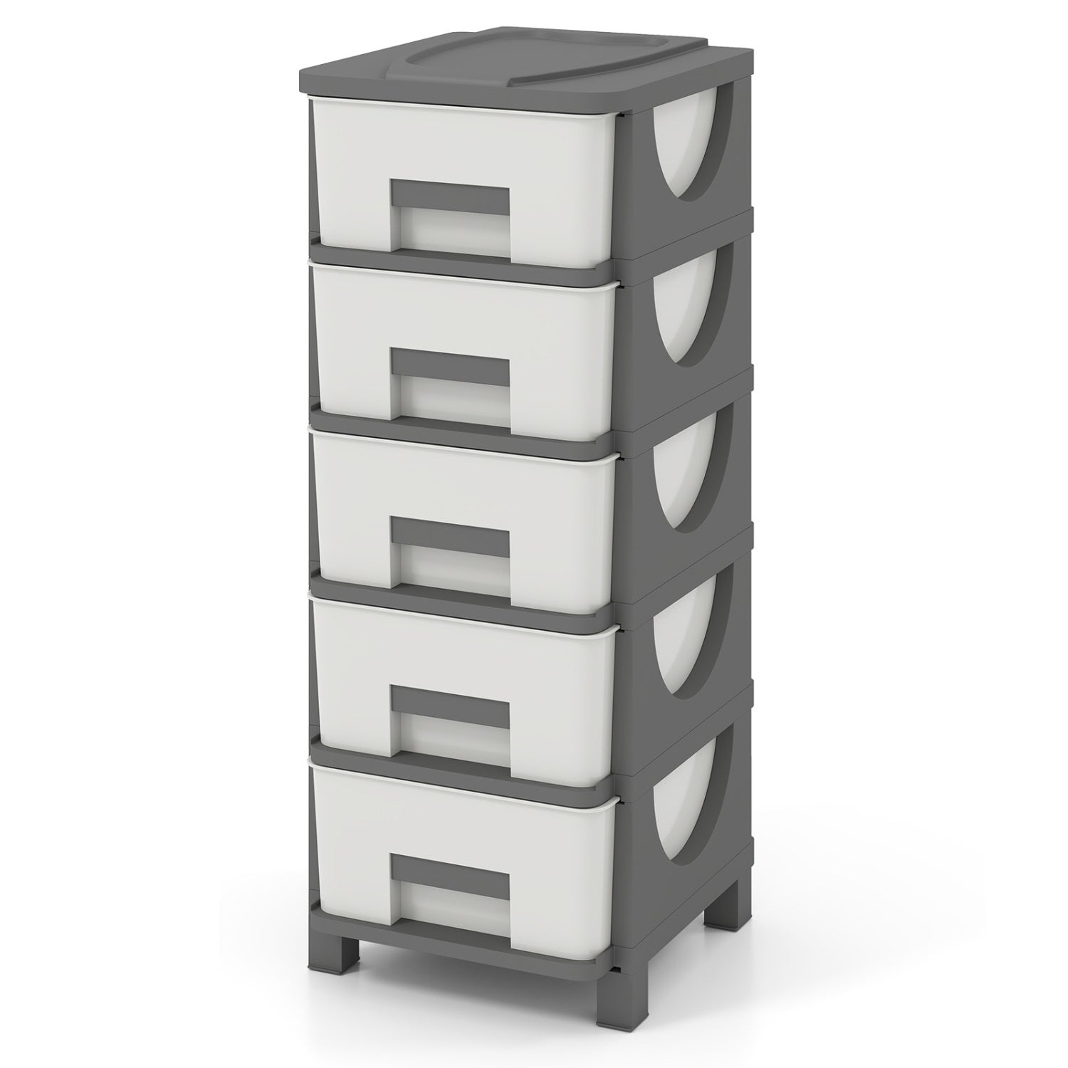 Plastic Storage Organizer with Handles and Compact Drawer Cabinet Side Table for Bedroom