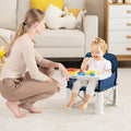 Portable Baby Booster Seat with Straps and Double Tray-Blue